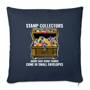 Philatéliste collectionneur collectionneur de timbres - Housse de coussin décorative 45 x 45 cm - bleu marine - Devant