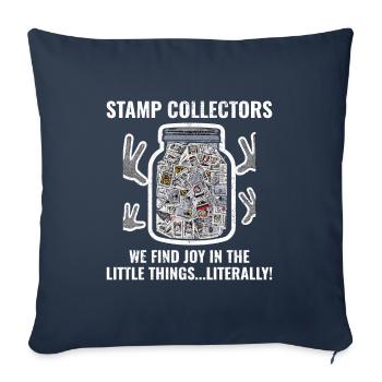 Philatéliste collectionneur collectionneur de timbres - Housse de coussin décorative 45 x 45 cm - bleu marine - Devant