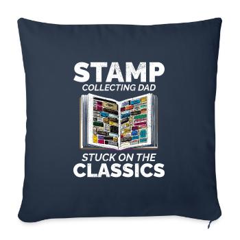 Vintage Postage Stamp Collector Dad Philatelist - Sofa pillowcase 17,3'' x 17,3'' (45 x 45 cm) - navy - Front