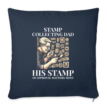 Vintage Postage Stamps Collecting Dad Collectors - Sofa pillowcase 17,3'' x 17,3'' (45 x 45 cm) - navy - Front