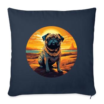 Carlin dans le désert au coucher du soleil - Housse de coussin décorative 45 x 45 cm - bleu marine - Devant