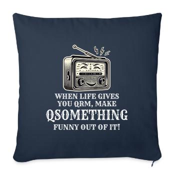 Vintage Radio Aesthetic with a Humorous QSOmething - Sofa pillowcase 17,3'' x 17,3'' (45 x 45 cm) - navy - Front