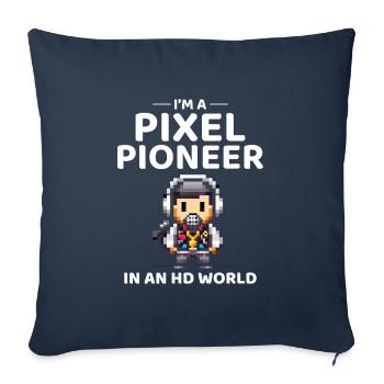 80s Pixel Pioneer Avatar - HD World Nostalgia - Sofa pillowcase 17,3'' x 17,3'' (45 x 45 cm) - navy - Front