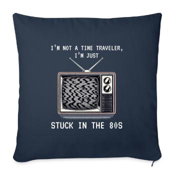 Écran de télévision vintage : lien nostalgique avec les années 80 - Housse de coussin décorative 45 x 45 cm - bleu marine - Devant