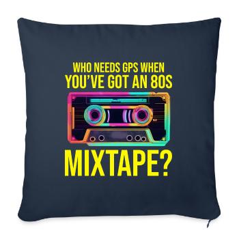 Cassette néon des années 80 : des vibrations rétro nostalgiques - Housse de coussin décorative 45 x 45 cm - bleu marine - Devant