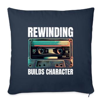Art de la cassette Vintage : rembobinage de la nostalgie des années 80 - Housse de coussin décorative 45 x 45 cm - bleu marine - Devant