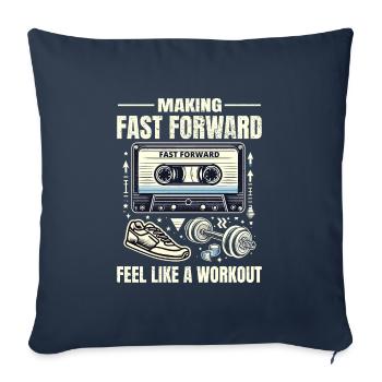 Cassette d'entraînement rétro des années 80, entraînement de remise en forme - Housse de coussin décorative 45 x 45 cm - bleu marine - Devant