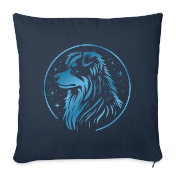 Chien de rêve Aussie bleu - Housse de coussin décorative 45 x 45 cm - bleu marine - Devant