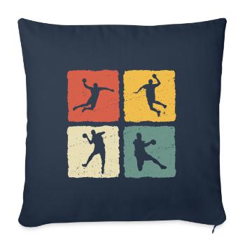Joueur de handball T-shirt rétro Handball - Housse de coussin décorative 45 x 45 cm - bleu marine - Devant