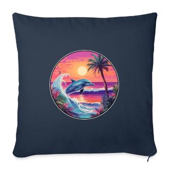 Dolphin Colorful Watercolor Cartoon Kawaii Animal - Sofa pillowcase 17,3'' x 17,3'' (45 x 45 cm) - navy - Front