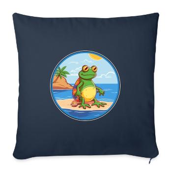 Frog Watercolor Cartoon Kawaii Clipart Animal - Sofa pillowcase 17,3'' x 17,3'' (45 x 45 cm) - navy - Front