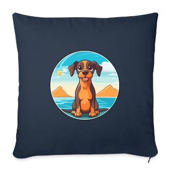 Ratonero Murciano Dog Breed Cartoon Kawaii Clipart - Sofa pillowcase 17,3'' x 17,3'' (45 x 45 cm) - navy - Front