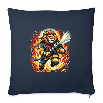 Lion, Pompier, Pompier, Flammes, Héros - Housse de coussin décorative 45 x 45 cm - bleu marine - Devant