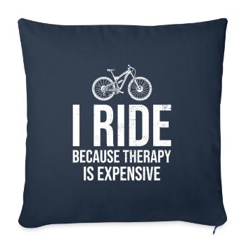 Thérapie sur deux roues : VTT Trail - Housse de coussin décorative 45 x 45 cm - bleu marine - Devant