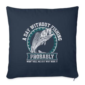 Appât de pêche à la ligne - Housse de coussin décorative 45 x 45 cm - bleu marine - Devant