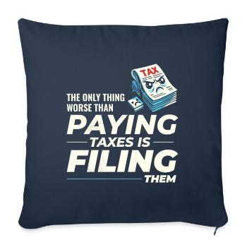 Humour éprouvant : payer et déclarer drôle - Housse de coussin décorative 45 x 45 cm - bleu marine - Devant