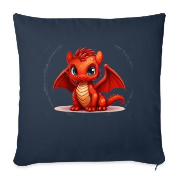Kleiner roter Drache - Sofakissenbezug 45 x 45 cm - Navy - Vorne