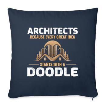Architecte Doodles, Design d’intérieur, Innovation, Drôle - Housse de coussin décorative 45 x 45 cm - bleu marine - Devant