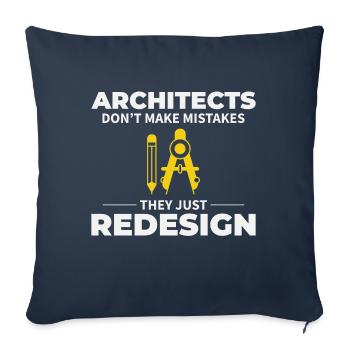 Architecte : Redessiner au lieu d’erreurs ! - Housse de coussin décorative 45 x 45 cm - bleu marine - Devant