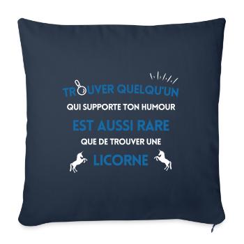 Trouver quelqu'un qui supporte ton humour - Housse de coussin décorative 45 x 45 cm - bleu marine - Devant