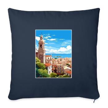 Malaga Espagne Vintage voyage affiche WPA Souvenir - Housse de coussin décorative 45 x 45 cm - bleu marine - Devant