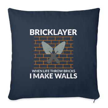Bricklayer Wisdom: Turning Life's Bricks into Wall - Sofa pillowcase 17,3'' x 17,3'' (45 x 45 cm) - navy - Front