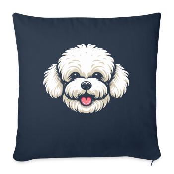 Bichon - Housse de coussin décorative 45 x 45 cm - bleu marine - Devant