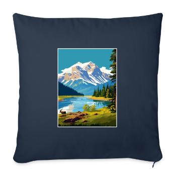 Parc national Jasper Canada Affiche de voyage Vintage - Housse de coussin décorative 45 x 45 cm - bleu marine - Devant