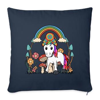 autumn, flowers, mushrooms, unicorn, nature, colorful, october - Sofa pillowcase 17,3'' x 17,3'' (45 x 45 cm) - navy - Front
