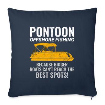 Pontoon Boat Motor Boating Offshore Fishing Funny - Sofa pillowcase 17,3'' x 17,3'' (45 x 45 cm) - navy - Front