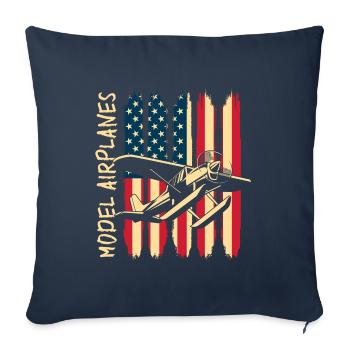 Maquettiste Modélisme Vol Hobby Pilote Aviateur - Housse de coussin décorative 45 x 45 cm - bleu marine - Devant