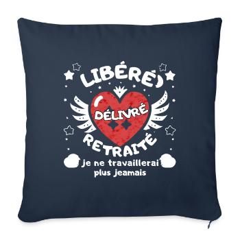 LIBÉRÉ DÉLIVRÉ RETRAITÉ - Housse de coussin décorative 45 x 45 cm - bleu marine - Devant