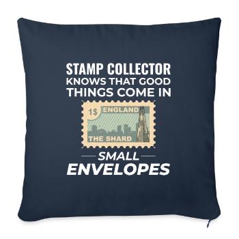 Collectionneur de timbres Collectionneur Hobby Philatéliste - Housse de coussin décorative 45 x 45 cm - bleu marine - Devant
