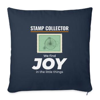 Collectionneur de timbres Collectionneur Hobby Philatéliste - Housse de coussin décorative 45 x 45 cm - bleu marine - Devant