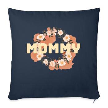 L’amour maternel dans la mer de fleurs - Housse de coussin décorative 45 x 45 cm - bleu marine - Devant