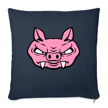 Méchant Sanglier Sanglier Dangereux Cochon Comique - Housse de coussin décorative 45 x 45 cm - bleu marine - Devant