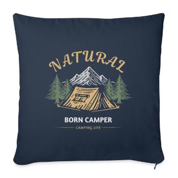 Campeur né Vie de camping - Housse de coussin décorative 45 x 45 cm - bleu marine - Devant