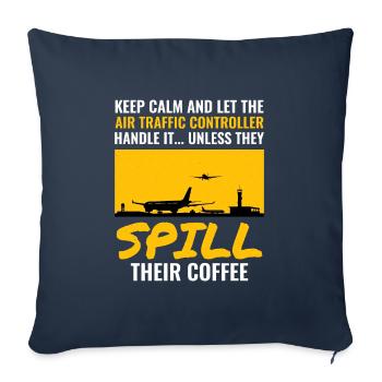 Contrôleur de café de la circulation aérienne ATC Aviation Humour - Housse de coussin décorative 45 x 45 cm - bleu marine - Devant