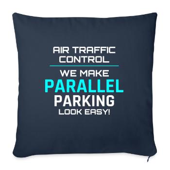 Contrôleur de la circulation aérienne ATC Aviation Humour Avion - Housse de coussin décorative 45 x 45 cm - bleu marine - Devant