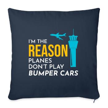 Contrôleur de la circulation aérienne ATC Aviation Humour Avion - Housse de coussin décorative 45 x 45 cm - bleu marine - Devant