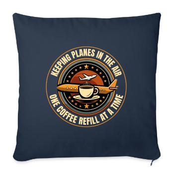 Contrôleur de la circulation aérienne Café ATC Aviation Humour - Housse de coussin décorative 45 x 45 cm - bleu marine - Devant