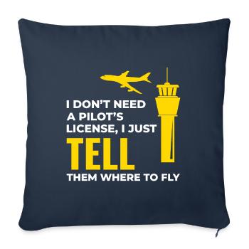 Contrôleur de la circulation aérienne ATC Aviation Humour Avion - Housse de coussin décorative 45 x 45 cm - bleu marine - Devant