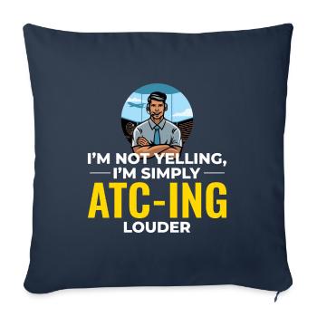 Contrôleur de la circulation aérienne ATC Aviation Humour Avion - Housse de coussin décorative 45 x 45 cm - bleu marine - Devant