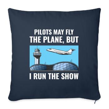 Contrôleur de la circulation aérienne ATC Aviation Humour Avion - Housse de coussin décorative 45 x 45 cm - bleu marine - Devant