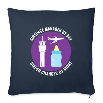 Contrôleur de la circulation aérienne ATC Aviation Humour Avion - Housse de coussin décorative 45 x 45 cm - bleu marine - Devant