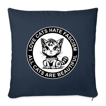 LOVE CATS HATE FASCISM - ALL CATS ARE BEAUTIFUL - Sofakissenbezug 45 x 45 cm - Navy - Vorne