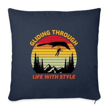Hang Gliding Air Sports Adventure Soaring Pilot - Sofa pillowcase 17,3'' x 17,3'' (45 x 45 cm) - navy - Front