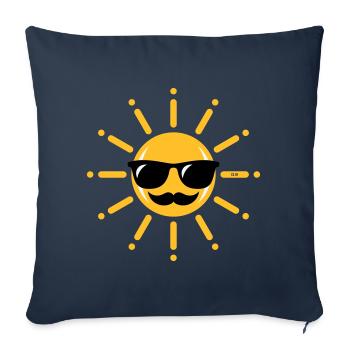 Funny Sun With Sunglasses And Moustache (3C) - Sofa pillowcase 17,3'' x 17,3'' (45 x 45 cm) - navy - Front