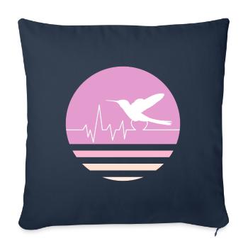 Colibri rose pastel - Housse de coussin décorative 45 x 45 cm - bleu marine - Devant