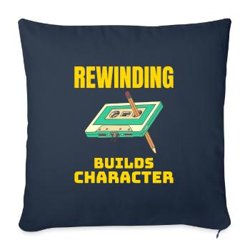 Cassette Tape Rewinding 80s Nostalgia Retro 1980s - Sofa pillowcase 17,3'' x 17,3'' (45 x 45 cm) - navy - Front